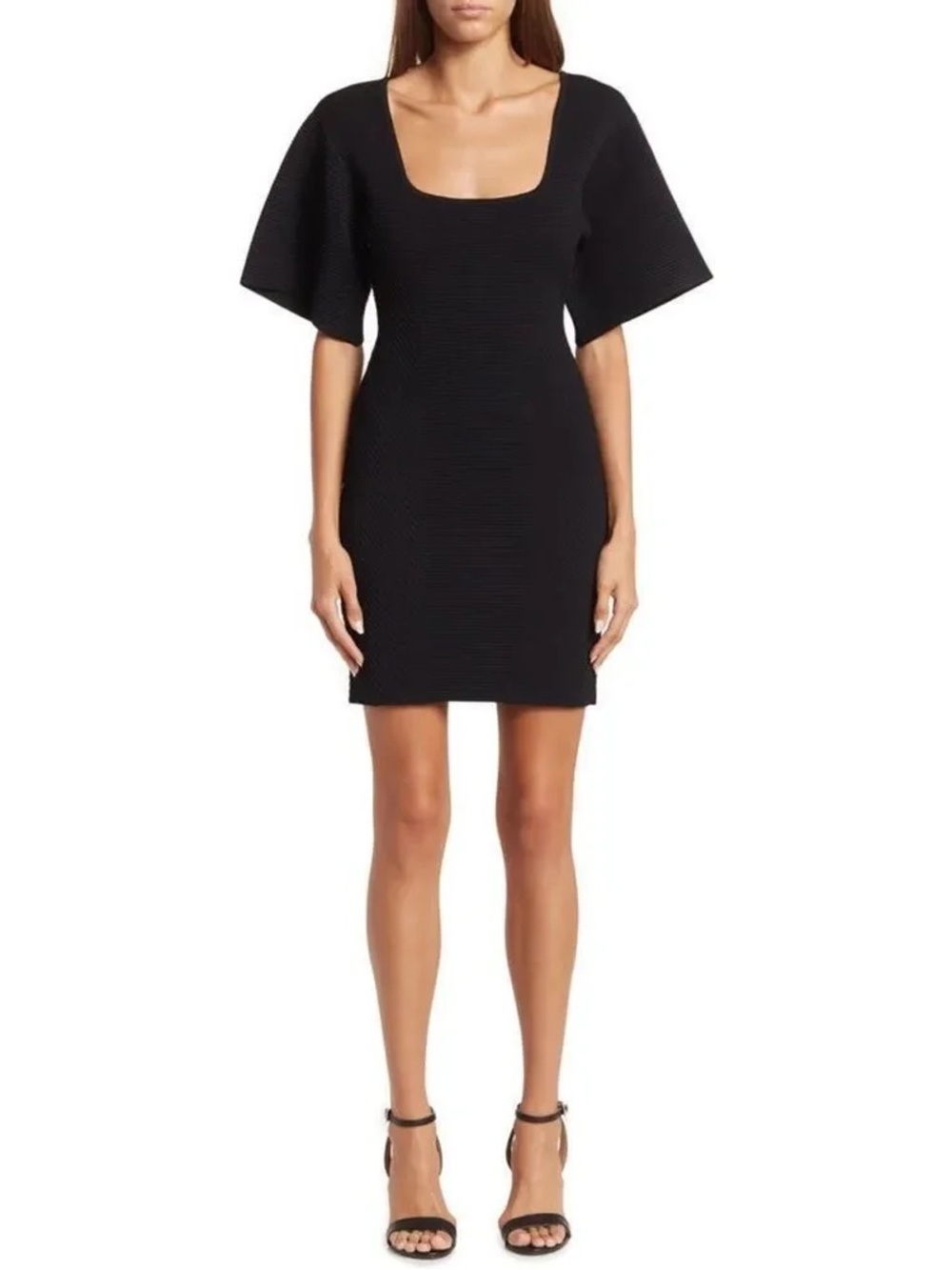 Herve Leger Paris Contour Corset Ribbed Mini Square Neck T shirt Dress NWOT